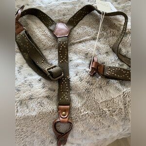 Free People suspenders brand new in XS olive